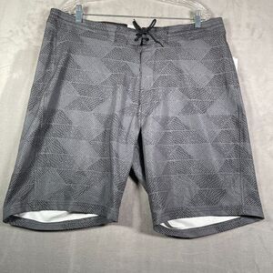 Old Navy Board Shorts Mens 40 Gray Geometric California Swim Trunks Flex 10" NEW